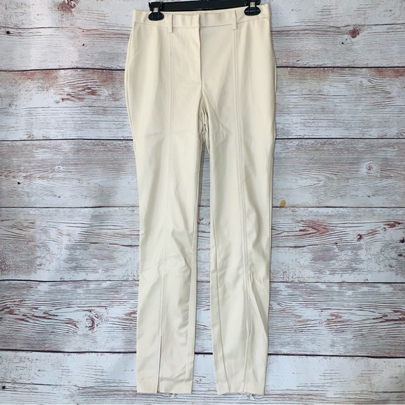 NWT Jason Wu Faux Leather Chic Party Pants High Waisted Slim Cream Color Medium - Picture 2 of 6
